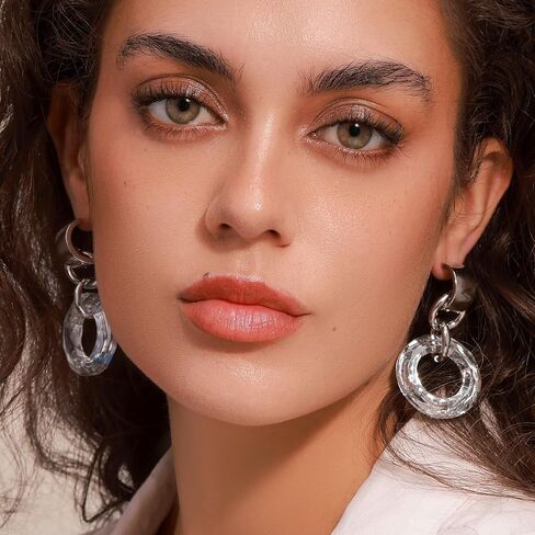 Circle Earrings with Crystal, Fashion Earrings for Women Girls,925 Sterling Silver Drop Dangle Earrings for Women, Statement Stud Earrings Set for Party Jewelry Gift in Saudi Arabia