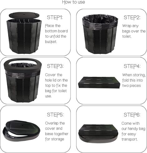 Portable Toilet for Camping, Portable Camping Toilet, Extra Large Potty Travel Toilet for Adults and Kids,Camping, Car, Travel, Outdoor, Hiking, Beach,Camping,Tent in Kuwait