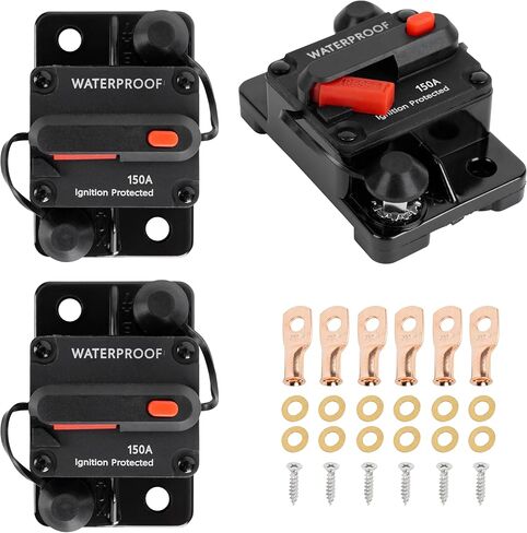 BlueStars 3 Packs 150Amp Circuit Breaker for Boats Cars Trolling Motors Marine Vehicles Winches ATV Electronic Battery System with Manual Reset, Water Proof, 12V-48V DC in Kuwait