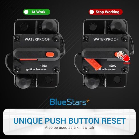 BlueStars 3 Packs 150Amp Circuit Breaker for Boats Cars Trolling Motors Marine Vehicles Winches ATV Electronic Battery System with Manual Reset, Water Proof, 12V-48V DC in Kuwait