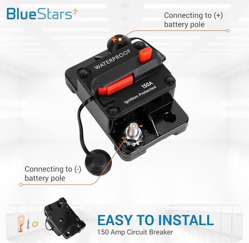 BlueStars 3 Packs 150Amp Circuit Breaker for Boats Cars Trolling Motors Marine Vehicles Winches ATV Electronic Battery System with Manual Reset, Water Proof, 12V-48V DC in Kuwait