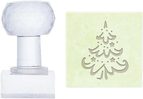 PH PandaHall Christmas Tree Soap Stamp, Rectangle Soap Embossing Stamp Clear Acrylic Stamp with Handle Soap Chapter Imprint Stamp for Handmade Soap Clay Pottery Arts Crafts Making Projects in Saudi Arabia