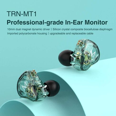TRN MT1 in-Ear Earphone HiFi in-Ear Earphone Earbud with New 10mm Composite Magnetic Dynamic Driver in Ear Monitor Earbuds with Detachable C Pin 0.75MM Cable9(Type-c,Green) … in Saudi Arabia