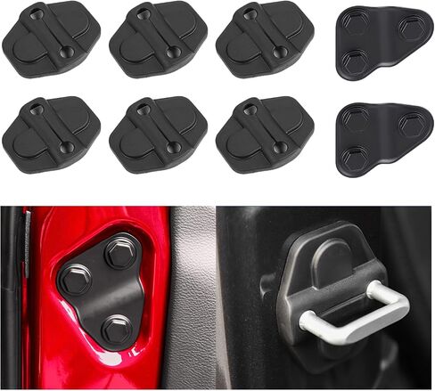 8 PCS Car Door Screw Cover and Door Lock Cover, ABS Waterproof Dustproof Screw Door Lock Lid, Sports Scratch Resistant Decoration, Compatible with Wrangler JL JT Protective Accessories (Black) in Saudi Arabia