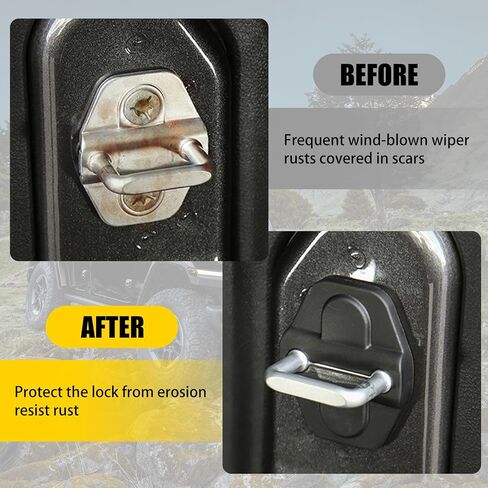 8 PCS Car Door Screw Cover and Door Lock Cover, ABS Waterproof Dustproof Screw Door Lock Lid, Sports Scratch Resistant Decoration, Compatible with Wrangler JL JT Protective Accessories (Black) in Saudi Arabia