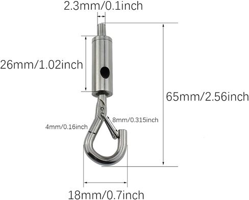 6PCS Wire Rope Adjustable Hook Lifting Yard Adjustable Hook Locker 1-1.5mm Length 65mm/2.56inch Portable Hook Eye Tension Turnbuckle in Saudi Arabia