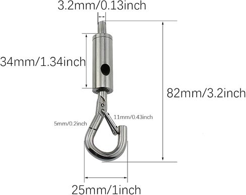 6PCS Wire Rope Adjustable Hook Lifting Yard Adjustable Hook Locker 1-1.5mm Length 65mm/2.56inch Portable Hook Eye Tension Turnbuckle in Saudi Arabia