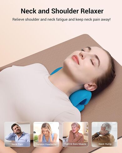 Neck Stretcher for Neck Relief - Neck and Shoulder Relaxer Cervical Spine Traction Device to Relieve Neck and Shoulder Fatigue and Pain, Chiropractic Pillow Relief TMJ Muscle Pain (Blue) in Saudi Arabia