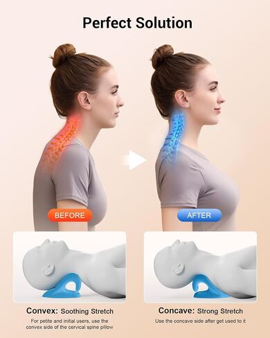 Neck Stretcher for Neck Relief - Neck and Shoulder Relaxer Cervical Spine Traction Device to Relieve Neck and Shoulder Fatigue and Pain, Chiropractic Pillow Relief TMJ Muscle Pain (Blue) in Saudi Arabia
