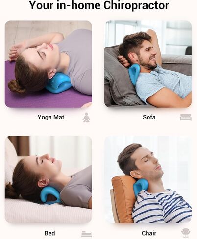 Neck Stretcher for Neck Relief - Neck and Shoulder Relaxer Cervical Spine Traction Device to Relieve Neck and Shoulder Fatigue and Pain, Chiropractic Pillow Relief TMJ Muscle Pain (Blue) in Saudi Arabia