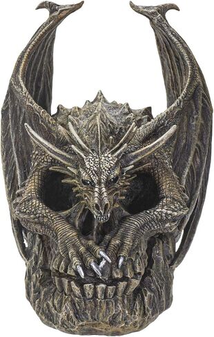 SUMMIT COLLECTION Spiral Dark Gothic Draco Dragon on Mutated Skull Figurine Fantasy Gothic Decorative Sculpture 7.5 Inches in Saudi Arabia