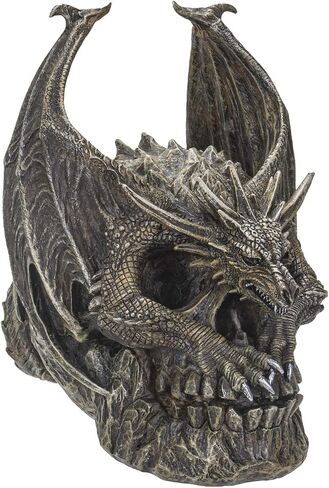 SUMMIT COLLECTION Spiral Dark Gothic Draco Dragon on Mutated Skull Figurine Fantasy Gothic Decorative Sculpture 7.5 Inches in Saudi Arabia