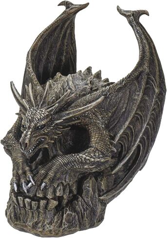 SUMMIT COLLECTION Spiral Dark Gothic Draco Dragon on Mutated Skull Figurine Fantasy Gothic Decorative Sculpture 7.5 Inches in Saudi Arabia