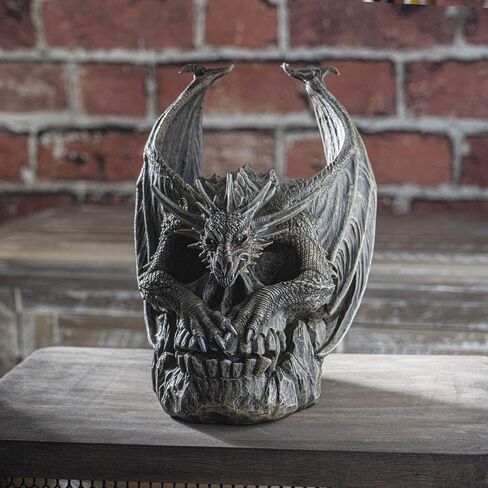 SUMMIT COLLECTION Spiral Dark Gothic Draco Dragon on Mutated Skull Figurine Fantasy Gothic Decorative Sculpture 7.5 Inches in Saudi Arabia