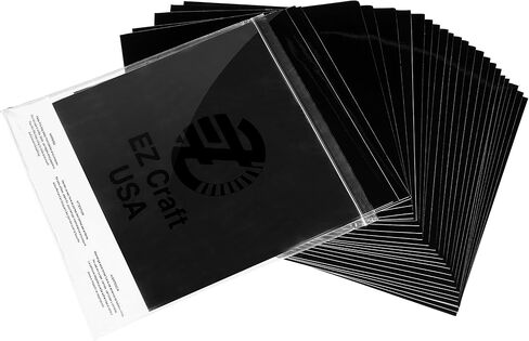 صفائح الفينيل السوداء اللامعة الدائمة أفضل من لفات الفينيل 12 بوصة × 12 بوصة - 40 ورقة لاصقة لامعة مدعومة تعمل مع الكريكت والقواطع الأخرى in Kuwait