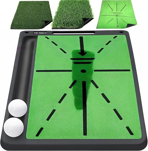 Golf Mat 3 in 1 Golf Hitting Mats, Golf mats Practice Outdoor/Indoor Use. Durable Golf Chipping mat, Golf Turf Mat, 15x11 inch Golf Practice mat - Tri Turf Golf Training mat for Swing Detection in Saudi Arabia