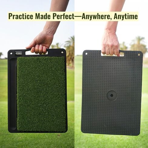 Golf Mat 3 in 1 Golf Hitting Mats, Golf mats Practice Outdoor/Indoor Use. Durable Golf Chipping mat, Golf Turf Mat, 15x11 inch Golf Practice mat - Tri Turf Golf Training mat for Swing Detection in Saudi Arabia