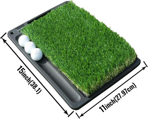 Golf Mat 3 in 1 Golf Hitting Mats, Golf mats Practice Outdoor/Indoor Use. Durable Golf Chipping mat, Golf Turf Mat, 15x11 inch Golf Practice mat - Tri Turf Golf Training mat for Swing Detection in Saudi Arabia