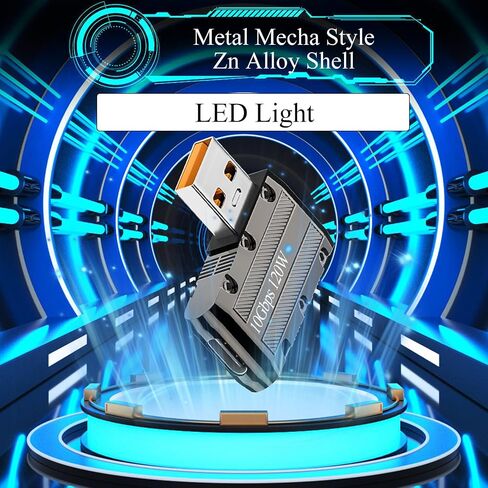 QIANRENON 120W USB3.1 to USB C 90° Angle Metal Adapter Mecha Style 10Gbps USB3.1 Male to Type C Female L Angle Data Connector, LED/Keychain Hole, for PC Laptop Wall Charger, Side Bend(Left Angle) in Saudi Arabia