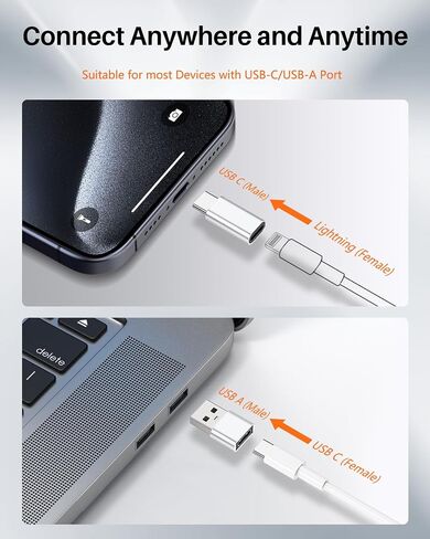 لمحول Lightning إلى USB C*2 ومحول USB A إلى USB C*2، شحن ونقل بيانات سريع 27 وات، محول إلى USB C لهاتف iPhone 15/14/13، لأجهزة iPad، وAirPods، وSamsung S23، والسيارة (4 حزم، أزرق +فضي) in Saudi Arabia
