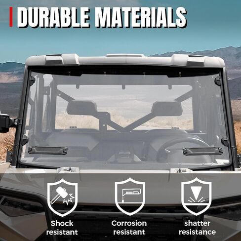 A & UTV PRO زجاج أمامي كامل لنافذة 2017-2024 Polaris Ranger 900 XP / CREW XP 900، زجاج أمامي شفاف متين ومغطى بفتحات تهوية لملحقات طاقم Polaris Ranger XP 1000 / XP 1000 in Saudi Arabia