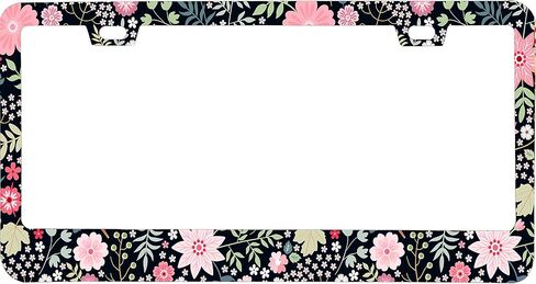 Aloha Flower Hawaiian License Plate Frame for Women/Men, Black Stainless Steel License Plate Frame 2 Holes & Screws for Car, 12x6 Inch Fits Standard US/CA in Kuwait