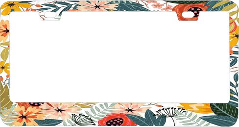Aloha Flower Hawaiian License Plate Frame for Women/Men, Black Stainless Steel License Plate Frame 2 Holes & Screws for Car, 12x6 Inch Fits Standard US/CA in Kuwait
