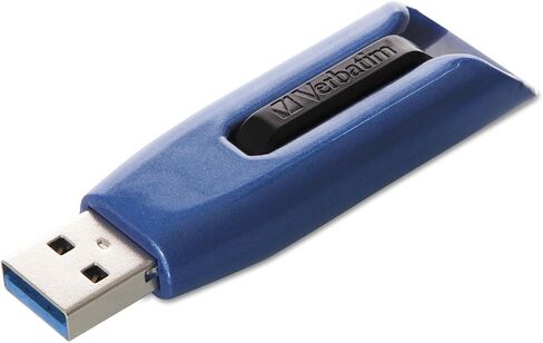 محرك أقراص فلاش Verbatim USB 3.0 Store 'n' Go V3 Max بسعة 128 جيجابايت - بدون غطاء ومتوافق مع أجهزة الكمبيوتر الشخصية/Mac - أزرق in Saudi Arabia