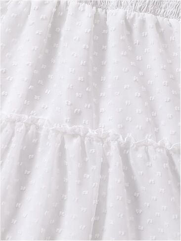 Floerns Girl's Swiss Dots Frilled Trim Tiered Layer Shirred Flowy Midi Cami Dresses in Saudi Arabia