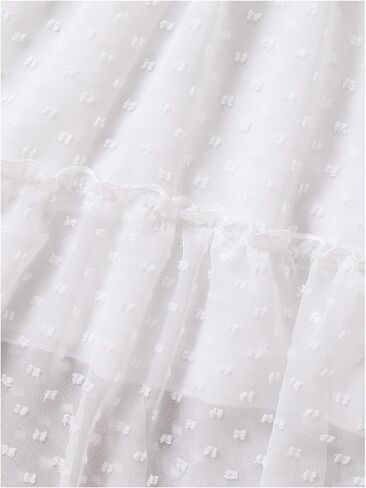 Floerns Girl's Swiss Dots Frilled Trim Tiered Layer Shirred Flowy Midi Cami Dresses in Saudi Arabia