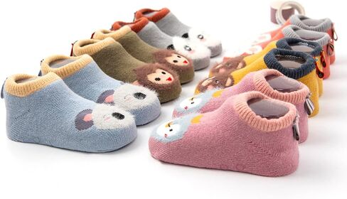 6 Pairs Baby Anti Slip Non Skid Low Cut Socks No-Show Infant Cotton Cartoon Warm Slippers Floor Boat Ankle Socks in Saudi Arabia