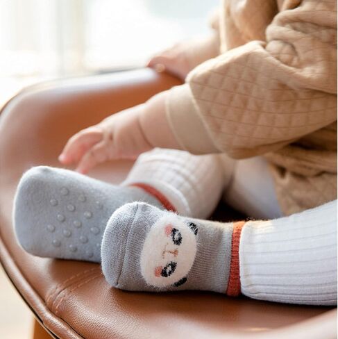 6 Pairs Baby Anti Slip Non Skid Low Cut Socks No-Show Infant Cotton Cartoon Warm Slippers Floor Boat Ankle Socks in Saudi Arabia