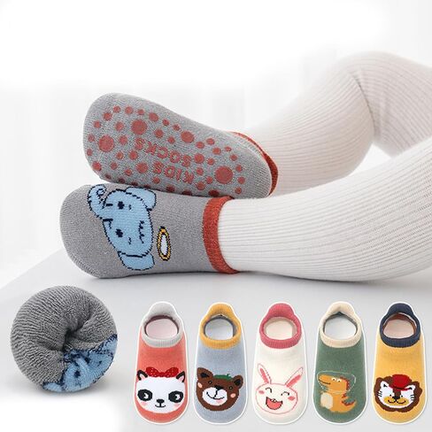 6 Pairs Baby Anti Slip Non Skid Low Cut Socks No-Show Infant Cotton Cartoon Warm Slippers Floor Boat Ankle Socks in Saudi Arabia