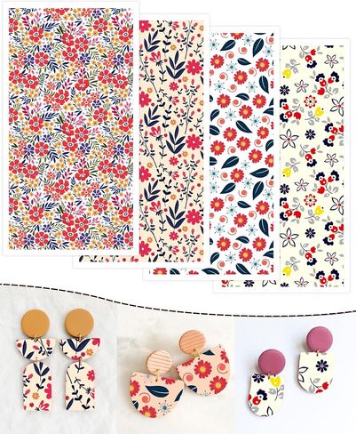 Puocaon Polymer Clay Transfer Paper - Cosmos Transfer Paper for Polymer Clay Jewelry, Water Transfer Paper for Polymer Clay, Small Daisy Clay Transfer Paper for Polymer Clay Earrings (20 Pcs) in Saudi Arabia