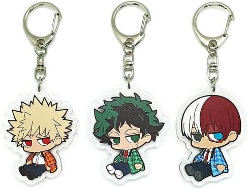 Inc. - Set of 3 Hero Academia Acrylic Keychain Izuku Midoriya (Deku), Katsuki Bakugou, Shoto Todoroki v3 in Saudi Arabia