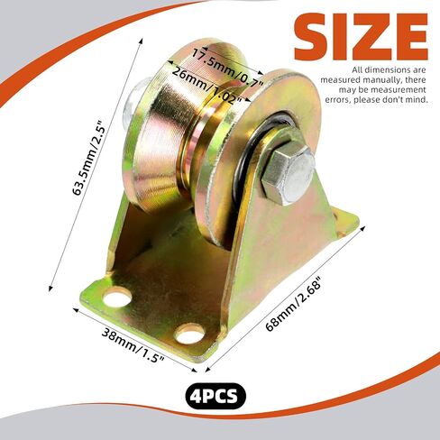 4Pcs 2 Inch V Groove Wheels with Bracket, 1045 Steel Wheel Pulley V Shape Bracket Roller Heavy Duty Rigid Casters Sliding Gate Rollers Pressure Bearing Roller for Mechanical Equipment in Saudi Arabia