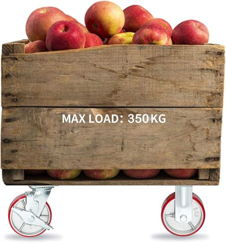 Nisorpa 6 inch Heavy Duty Casters Set of 4 Swivel Steel Wheels Red Polyurethane Lockable Caster Wheels for Industrial Trailer, Furniture - 2 with Brakes and 2 without Brakes in Kuwait