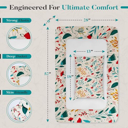 Organic Muslin Crib Sheets - (2 Pack) Baby Crib Sheets,Crib Mattress Sheet,Toddler Bed Mattress (52"x 28")- (2 Pack) Pillowcases(13"x18"),Pillow Covers,Toddler Pillowcase,Soft & Breathable in Saudi Arabia