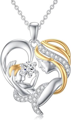sisgem 14k الذهب الحقيقي قلادة القلب أمي للنساء، أحبك أمي القلب قلادة قلادة المجوهرات الذكرى السنوية هدايا عيد الأم لها، أمي، زوجة in Saudi Arabia