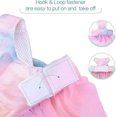 ORIA Dog Bowknot Dress Harness Leash Set, Bow Tie Vest Harness Dress with Leash, Rosette Soft Mesh Pet Cat Dog Vest Harness, Adorable Puppy Gradient Dress Pet Doggy Suit, Yellow Blue Gradient, M in Saudi Arabia