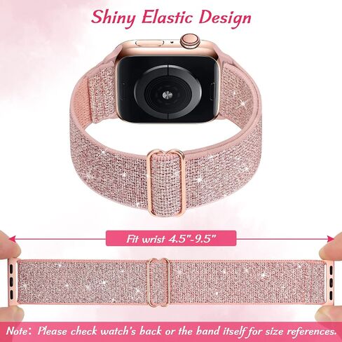 3 Packs Shiny Stretchy Bands Compatible with Apple Watch Band 49mm 38mm 40mm 41mm 42mm 44mm 45mm, Nylon Adjustable Sport Solo Loop Women Replacement Straps for iWatch Series Ultra 8 7 6 5 4 3 2 1 SE in Saudi Arabia