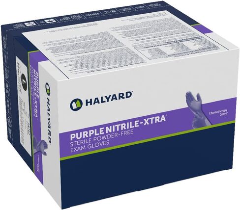 HALYARD Purple Nitrile-Xtra Exam Gloves, Sterile (Individually Wrapped), Powder-Free, 5.9 mil, 12", Purple, Large, 14262 (Box of 100/50 Pairs) in Saudi Arabia