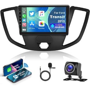 Podofo Car Stereo for Ford Transit 2013 2014 2015 2016 2017 2018 2019 with Wireless Apple Carplay Android Auto,9 Inch Touchscreen Car Radio with Bluetooth/GPS Navigation/SWC/32EQ/DSP+AHD Backup Camera