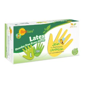 BeeSure BE2819 Latex Powder Free Exam Gloves, X-Large (Pack of 100)