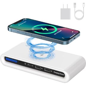 Wireless Charger 30W USB Wireless Charging Station for Multiple Device with USB C Ports Compatible for iPhone 15/14/13/12/Pro Max Google Pixel