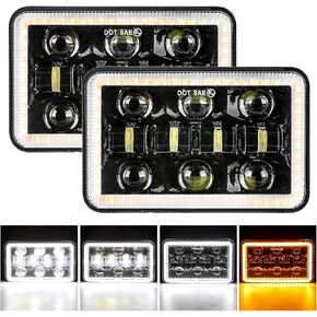 VESTER 4x6 Led Headlights 60W Rectangular Headlight with DRL Hi/Low Sealed Beam, Compatible with H4666 H6545 H4651 H4652 H4656 Peterbilt Kenworth Ford Probe Chevrolet Chevy Oldsmobile Cutlass Dodge