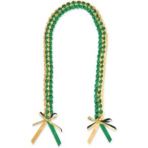 Graduation Leis Class of 2024 Ribbon Lei Necklace Braided Necklaces gift for for Student Graduation Gifts Party Supplies（Black Gold）