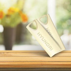 HYUNDAI Bravo Deluxe 8GB USB 2.0 Metal Flash Drive with Keychain - Max. Read Transfer Rate 10MB/s and Max. Write Transfer Rate 3MB/s [Gold] Components U2BK/8GAG