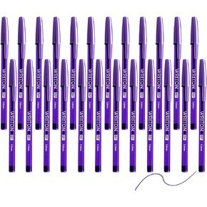 Writon Round Stick Ballpoint Pens, 1.0mm Medium Point, Purple Ink, 24 Pack