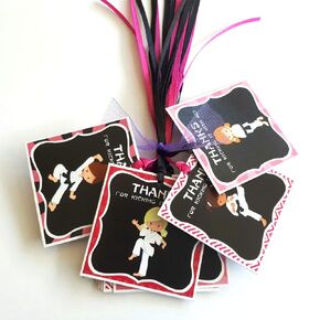 Karate Girl Thank You Favor Tags by Adore By Nat - Kids Birthday Martial Art Party Decoration Gift Tags - Set of 12